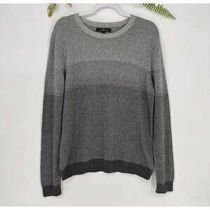Marc Anthony Sweater Men’s XL NWT Gray Striped Cashmere‎ Blend Long Sleeve